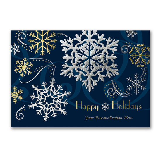 Stylish Snowflakes Happy Holidays Folded Cards